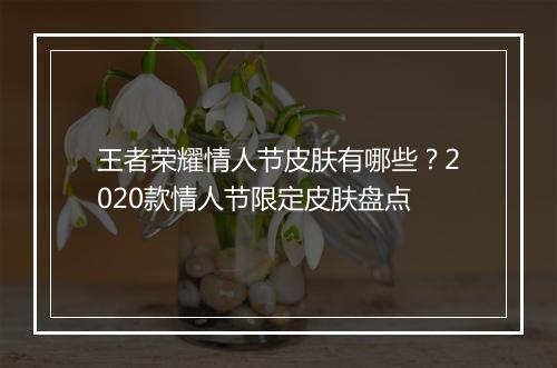 王者荣耀情人节皮肤有哪些？2020款情人节限定皮肤盘点