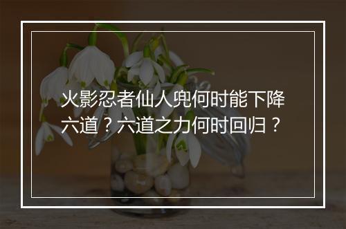火影忍者仙人兜何时能下降六道？六道之力何时回归？