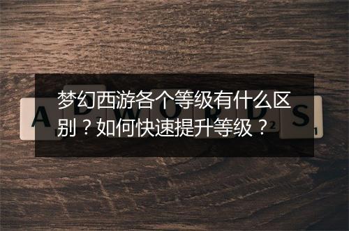 梦幻西游各个等级有什么区别？如何快速提升等级？