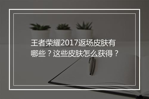 王者荣耀2017返场皮肤有哪些?这些皮肤怎么获得?