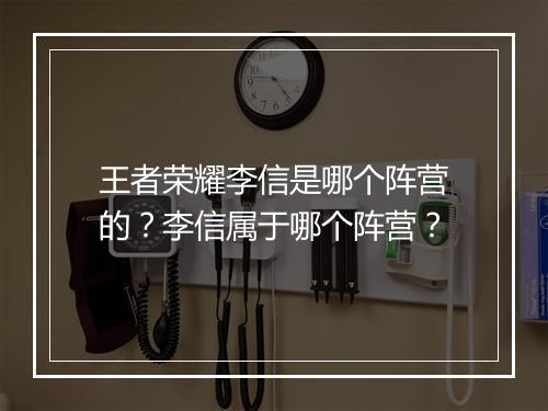 王者荣耀李信是哪个阵营的?李信属于哪个阵营?