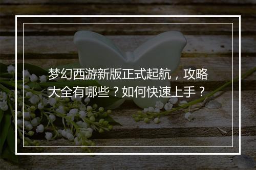 梦幻西游新版正式起航，攻略大全有哪些？如何快速上手？