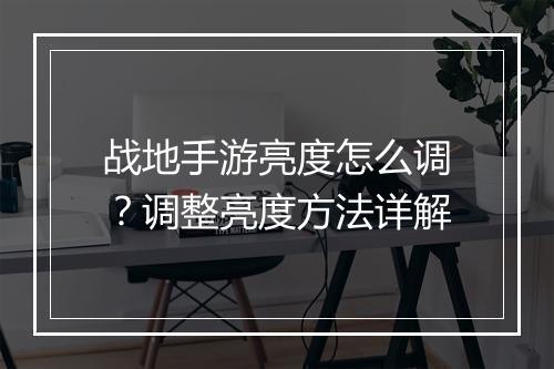 战地手游亮度怎么调？调整亮度方法详解