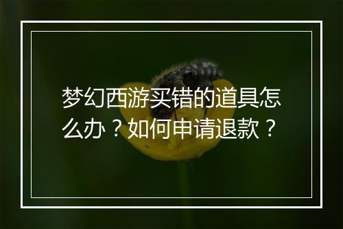 梦幻西游买错的道具怎么办？如何申请退款？