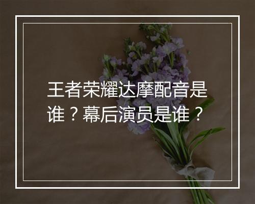 王者荣耀达摩配音是谁？幕后演员是谁？