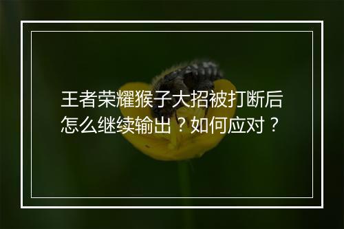 王者荣耀猴子大招被打断后怎么继续输出？如何应对？