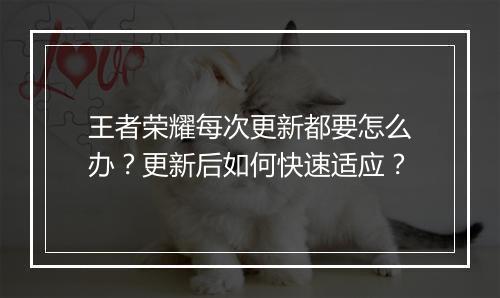 王者荣耀每次更新都要怎么办？更新后如何快速适应？