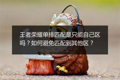 王者荣耀单排匹配是只能自己区吗？如何避免匹配到其他区？