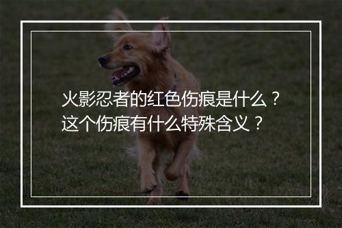 火影忍者的红色伤痕是什么?这个伤痕有什么特殊含义?