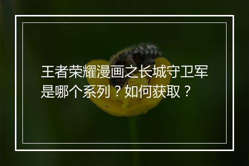 王者荣耀漫画之长城守卫军是哪个系列？如何获取？