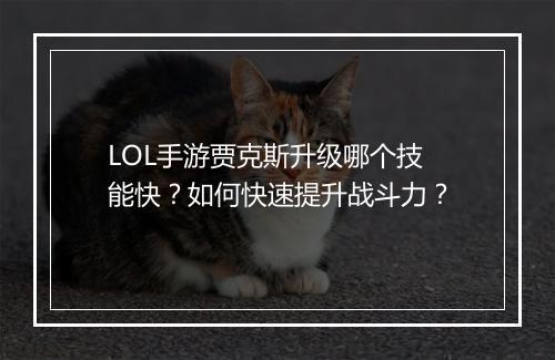 LOL手游贾克斯升级哪个技能快？如何快速提升战斗力？