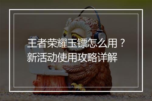 王者荣耀玉镖怎么用？新活动使用攻略详解
