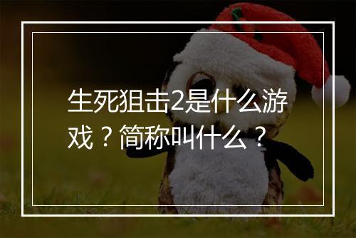 生死狙击2是什么游戏？简称叫什么？
