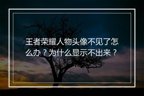 王者荣耀人物头像不见了怎么办？为什么显示不出来？