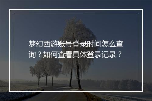 梦幻西游账号登录时间怎么查询？如何查看具体登录记录？