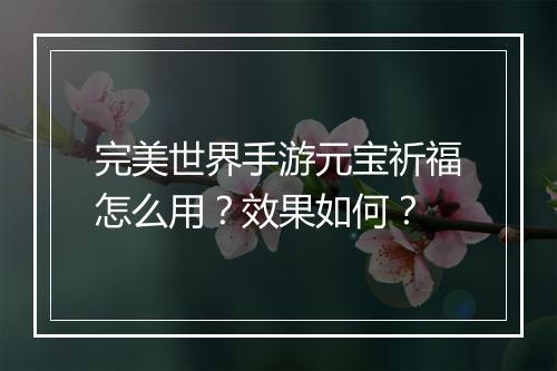 完美世界手游元宝祈福怎么用？效果如何？