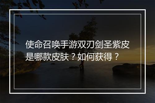 使命召唤手游双刃剑圣紫皮是哪款皮肤？如何获得？