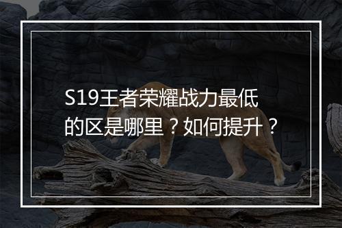 S19王者荣耀战力最低的区是哪里？如何提升？