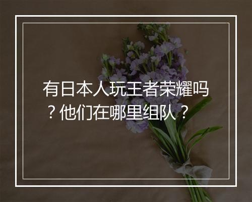 有日本人玩王者荣耀吗?他们在哪里组队?