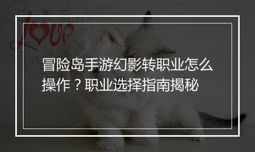 冒险岛手游幻影转职业怎么操作？职业选择指南揭秘