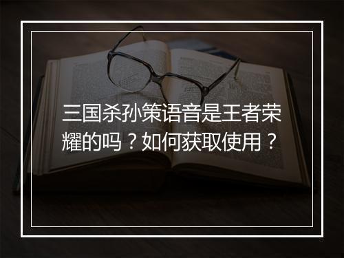 三国杀孙策语音是王者荣耀的吗?如何获取使用?