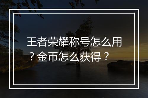 王者荣耀称号怎么用？金币怎么获得？