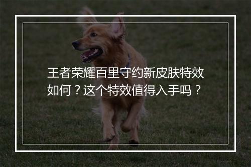 王者荣耀百里守约新皮肤特效如何？这个特效值得入手吗？