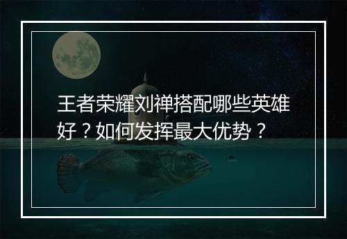 王者荣耀刘禅搭配哪些英雄好？如何发挥最大优势？