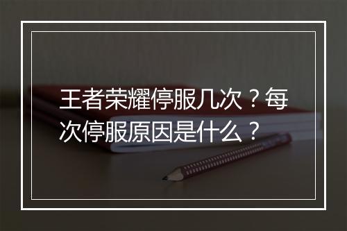 王者荣耀停服几次？每次停服原因是什么？