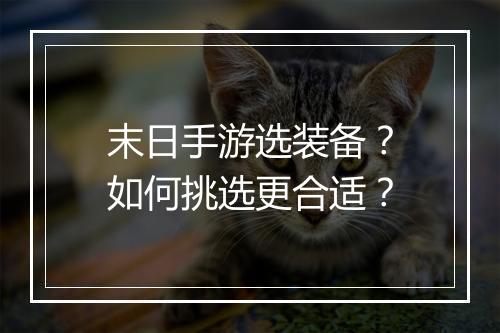 末日手游选装备？如何挑选更合适？