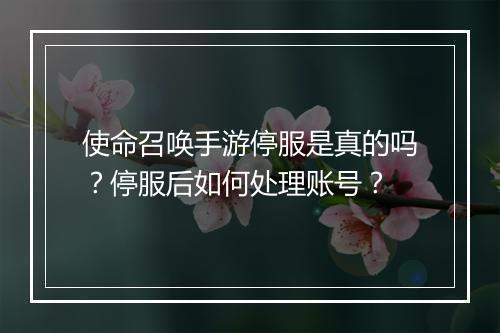 使命召唤手游停服是真的吗?停服后如何处理账号?