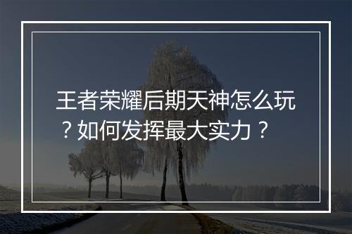 王者荣耀后期天神怎么玩？如何发挥最大实力？