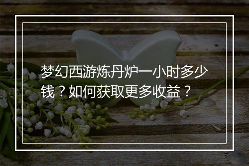 梦幻西游炼丹炉一小时多少钱?如何获取更多收益?