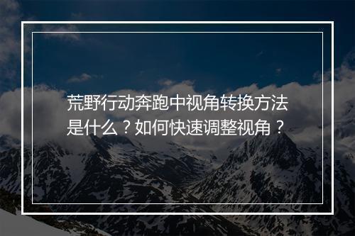 荒野行动奔跑中视角转换方法是什么？如何快速调整视角？