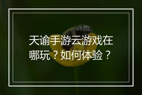 天谕手游云游戏在哪玩？如何体验？