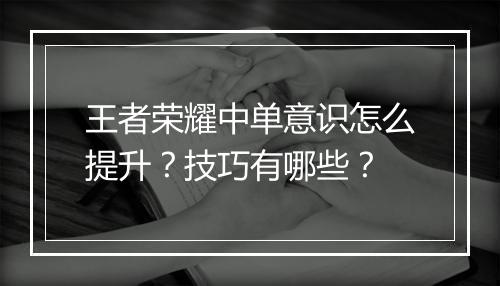 王者荣耀中单意识怎么提升？技巧有哪些？