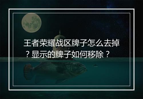 王者荣耀战区牌子怎么去掉？显示的牌子如何移除？