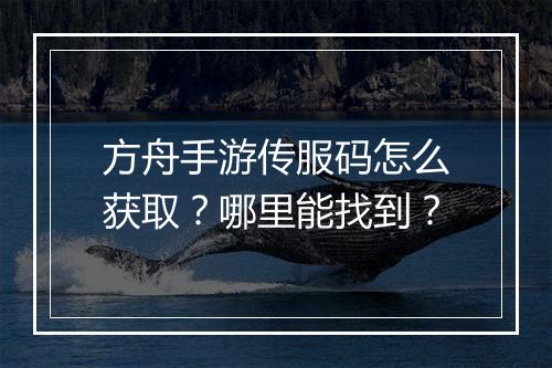 方舟手游传服码怎么获取？哪里能找到？