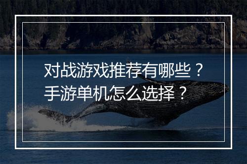 对战游戏推荐有哪些？手游单机怎么选择？