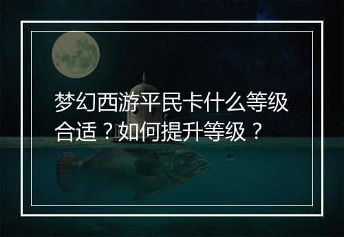 梦幻西游平民卡什么等级合适？如何提升等级？