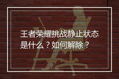 王者荣耀挑战静止状态是什么？如何解除？