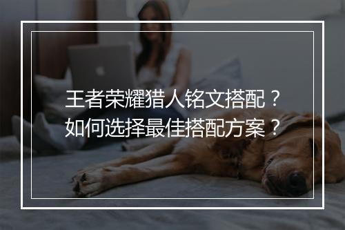 王者荣耀猎人铭文搭配？如何选择最佳搭配方案？