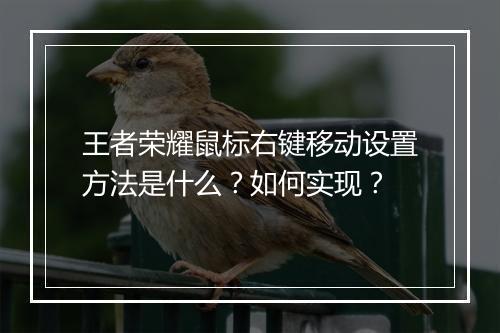 王者荣耀鼠标右键移动设置方法是什么?如何实现?