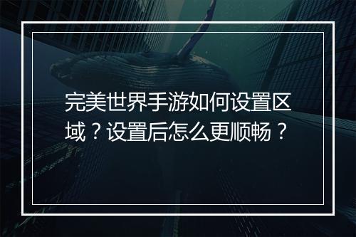 完美世界手游如何设置区域？设置后怎么更顺畅？