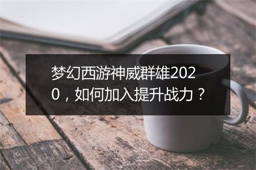 梦幻西游神威群雄2020，如何加入提升战力？