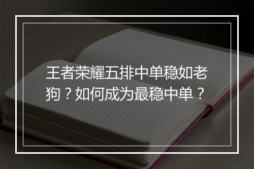 王者荣耀五排中单稳如老狗？如何成为最稳中单？