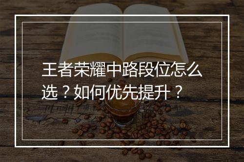 王者荣耀中路段位怎么选？如何优先提升？