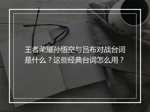 王者荣耀孙悟空与吕布对战台词是什么？这些经典台词怎么用？