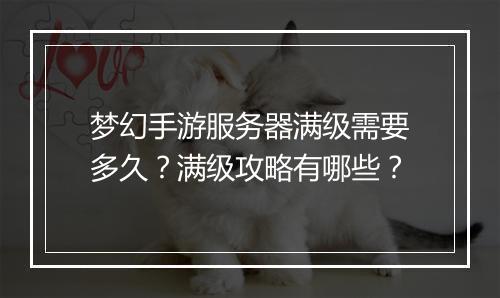梦幻手游服务器满级需要多久？满级攻略有哪些？