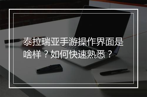 泰拉瑞亚手游操作界面是啥样？如何快速熟悉？